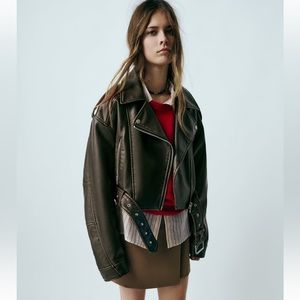 NWOT viral Zara cropped faux leather jacket
